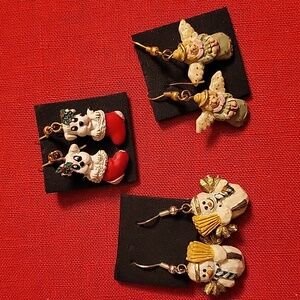 Lot of 3 Christmas Earings w/ French Hooks